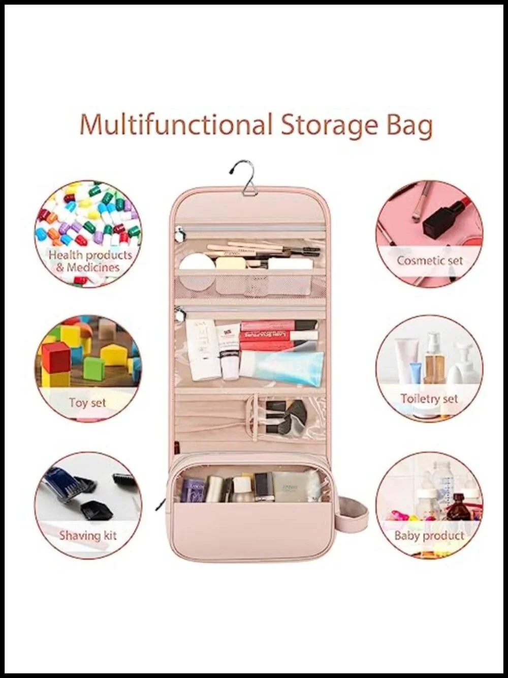 Large Water Resistant Hanging Makeup Organizer Travel Pouch